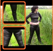 BONDAGEANGEL: Pissing in leather leggings and rubber boots Download